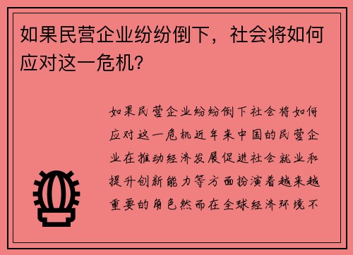 如果民营企业纷纷倒下,社会将如何应对这一危机?