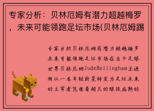 专家分析：贝林厄姆有潜力超越梅罗，未来可能领跑足坛市场(贝林厄姆踢什么位置)